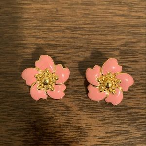 Vintage Pink Four Leaf Flower Earrings